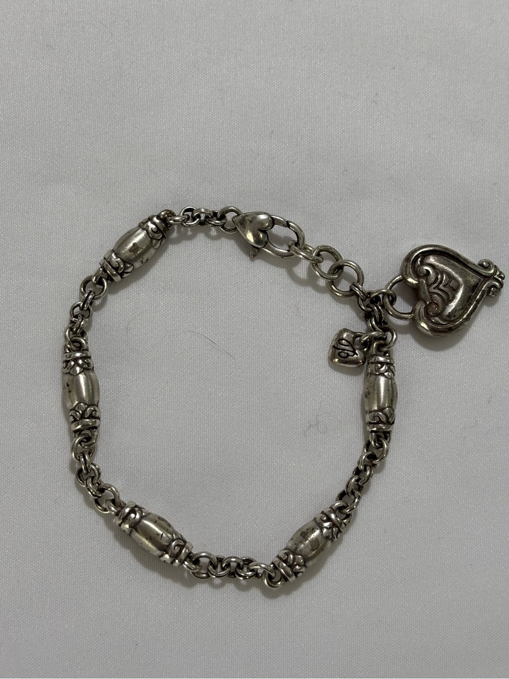Vintage Brighton Blair Bracelet Silver Plated Heart Charm 7”